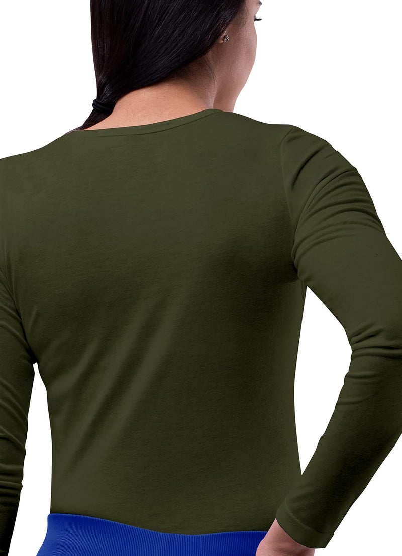 Sivvan Scrubs for Women - Long Sleeve Comfort Underscrub Tee - S8500 - Olive - M - Image 2